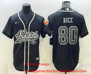 Men's San Francisco 49ers #80 Jerry Rice Black Reflective Limited Stitched Football Jersey