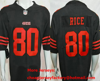 Men's San Francisco 49ers #80 Jerry Rice Black Vapor Stitched Nike Limited Jersey
