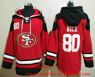 Men's San Francisco 49ers #80 Jerry Rice Red Team Color 2014 NFL Hoodie
