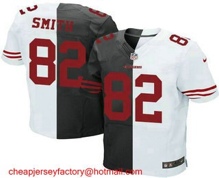 Men's San Francisco 49ers #82 Torrey Smith White Road Black Alternate Two Tone Stitched NFL Nike Elite Jersey
