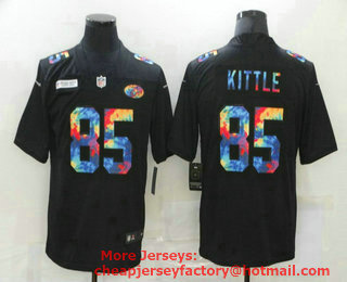 Men's San Francisco 49ers #85 George Kittle Multi-Color Black 2020 NFL Crucial Catch Vapor Untouchable Nike Limited Jersey