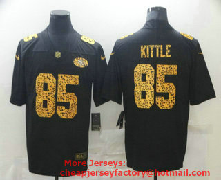 Men's San Francisco 49ers #85 George Kittle Black 2020 Nike Flocked Leopard Print Vapor Limited NFL Jersey
