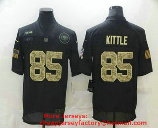 Men's San Francisco 49ers #85 George Kittle Black Camo 2020 Salute To Service Stitched NFL Nike Limited Jersey
