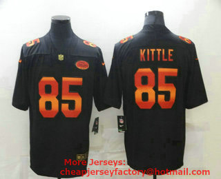 Men's San Francisco 49ers #85 George Kittle Black Red Orange Stripe Vapor Limited Nike NFL Jersey
