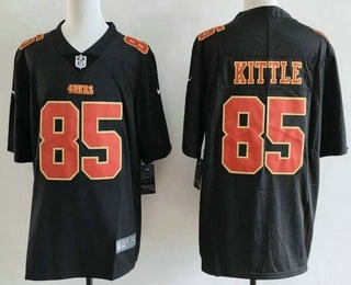 Men's San Francisco 49ers #85 George Kittle Limited Black Fashion Vapor Jersey