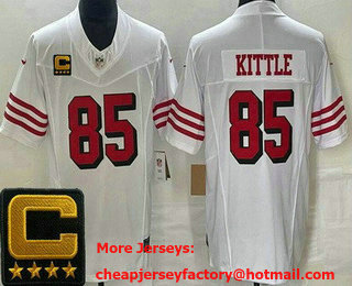 Men's San Francisco 49ers #85 George Kittle Limited White Alternate C Patch FUSE Vapor Jersey