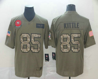 Men's San Francisco 49ers #85 George Kittle Olive Camo 2019 Salute To Service Stitched NFL Nike Limited Jersey