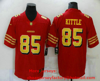 Men's San Francisco 49ers #85 George Kittle Red Gold 2021 Vapor Untouchable Stitched NFL Nike Limited Jersey
