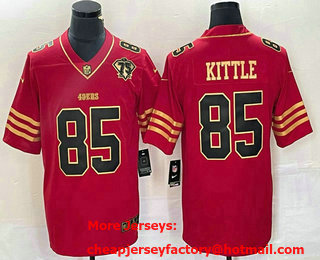 Men's San Francisco 49ers #85 George Kittle Red Gold 75TH Vapor Stitched Nike Limited Jersey