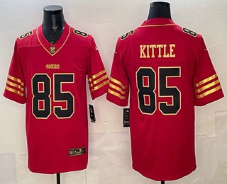 Men's San Francisco 49ers #85 George Kittle Red Gold Vapor Stitched Nike Limited Jersey