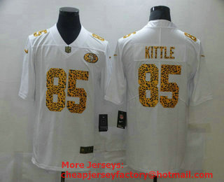 Men's San Francisco 49ers #85 George Kittle White 2020 Nike Flocked Leopard Print Vapor Limited NFL Jersey