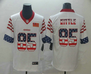 Men's San Francisco 49ers #85 George Kittle White Independence Day Stars & Stripes Jersey