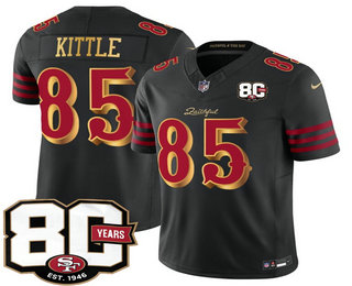 Men's San Francisco 49ers #85 George kittle Limited Black 80th Anniversary Rivalries FUSE Vapor Jersey