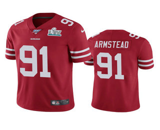 Men's San Francisco 49ers #91 Arik Armstead Scarlet Super Bowl LIV Vapor Limited Jersey