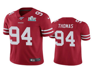 Men's San Francisco 49ers #94 Solomon Thomas Scarlet Super Bowl LIV Vapor Limited Jersey