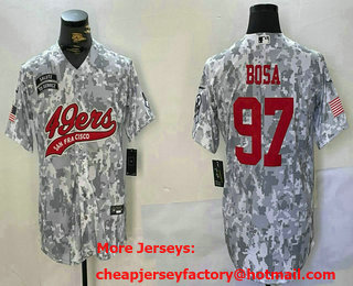 Men's San Francisco 49ers #97 Nick Bosa Arctic Camo 2024 Salute to Service Stitched Baseball Jersey
