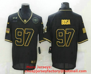 Men's San Francisco 49ers #97 Nick Bosa Black Gold 2020 Salute To Service Stitched NFL Nike Limited Jersey