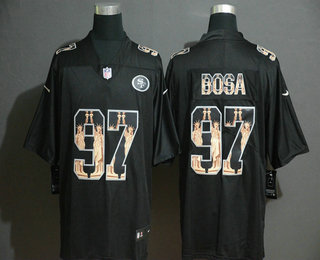 Men's San Francisco 49ers #97 Nick Bosa Black Statue Of Liberty Stitched NFL Nike Limited Jersey