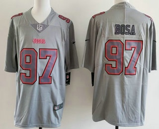 Men's San Francisco 49ers #97 Nick Bosa Limited Grey Fashion Vapor Jersey