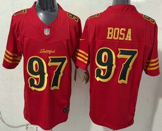 Men's San Francisco 49ers #97 Nick Bosa Limited Red Rivalries FUSE Vapor Jersey