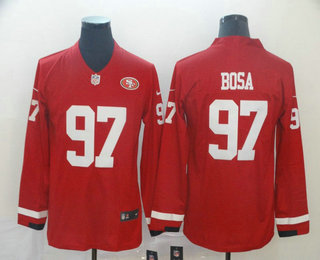 Men's San Francisco 49ers #97 Nick Bosa Nike Red Therma Long Sleeve Limited Jersey