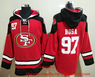 Men's San Francisco 49ers #97 Nick Bosa Red Ageless Must Have Lace Up Pullover Hoodie