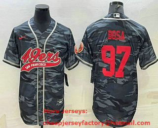 Men's San Francisco 49ers #97 Nike Bosa Grey Camo With Patch Cool Base Stitched Baseball Jersey