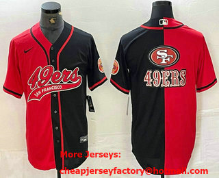Men's San Francisco 49ers Big Logo Red Black Two Tone Stitched Baseball Jersey 11