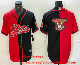 Men's San Francisco 49ers Big Logo Red Black Two Tone Stitched Baseball Jersey 13