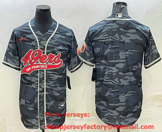 Men's San Francisco 49ers Blank Grey Camo With Patch Cool Base Stitched Baseball Jersey