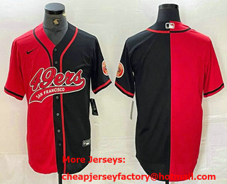 Men's San Francisco 49ers Blank Red Black White Blue Two Tone Stitched Baseball Jersey 11