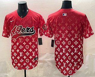 Men's San Francisco 49ers Blank Red Limited Stitched Baseball Jersey