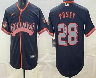 Men's San Francisco Giants #28 Buster Posey Black 2026 Alternate Stadium Stitched Jersey