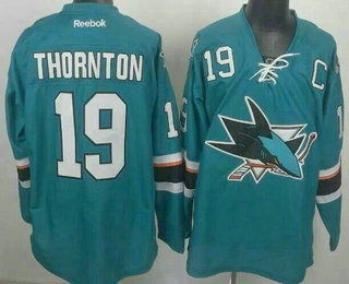 Men's San Jose Sharks #19 Joe Thornton New Blue Jersey
