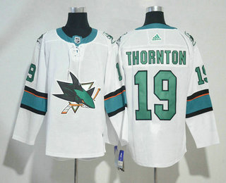 Men's San Jose Sharks #19 Joe Thornton White 2017-2018 Hockey Stitched NHL Jersey