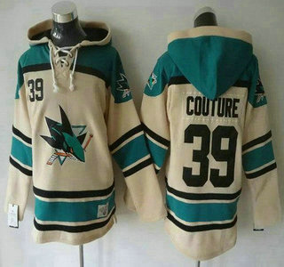 Men's San Jose Sharks #39 Logan Couture Old Time Hockey Cream Hoody