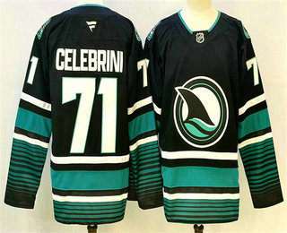 Men's San Jose Sharks #71 Macklin Celebrini Black Alternate Authentic Jersey
