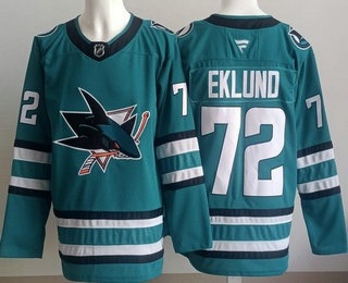 Men's San Jose Sharks #72 William Eklund Teal Authentic Jersey