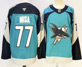 Men's San Jose Sharks #77 Michael Misa Teal Alternate Authentic Jersey