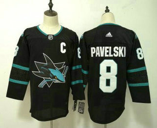 Men's San Jose Sharks #8 Joe Pavelski New Black 2017-2018 Hockey Stitched NHL Jersey