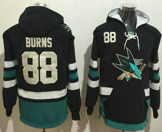Men's San Jose Sharks #88 Brent Burns NEW Black Stitched NHL Old Time Hockey Hoodie