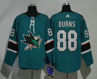 Men's San Jose Sharks #88 Brent Burns Teal Green 2017-2018 Hockey Stitched NHL Jersey
