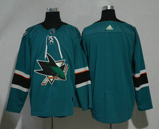 Men's San Jose Sharks Blank Teal Green 2017-2018 Hockey Stitched NHL Jersey