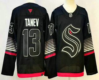 Men's Seattle Kraken #13 Brandon Tanev Black Authentic Jersey