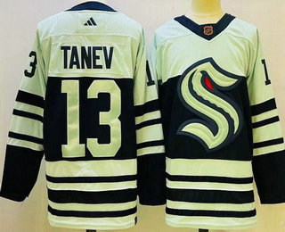 Men's Seattle Kraken #13 Brandon Tanev Light Green 2022 Reverse Retro Authentic Jersey