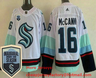 Men's Seattle Kraken #16 Jared McCann White 2021-22 Season Inaugural Stitched Jersey