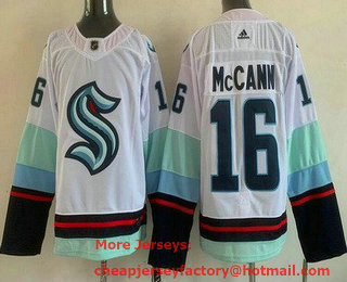Men's Seattle Kraken #16 Jared McCann White Stitched Jersey