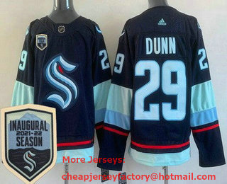 Men's Seattle Kraken #29 Vince Dunn Navy 2021-22 Season Inaugural Stitched Jersey
