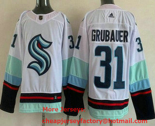 Men's Seattle Kraken #31 Philipp Grubauer White Stitched Jersey