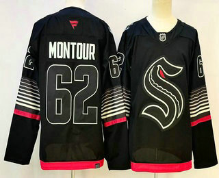 Men's Seattle Kraken #62 Brandon Montour Black Authentic Jersey